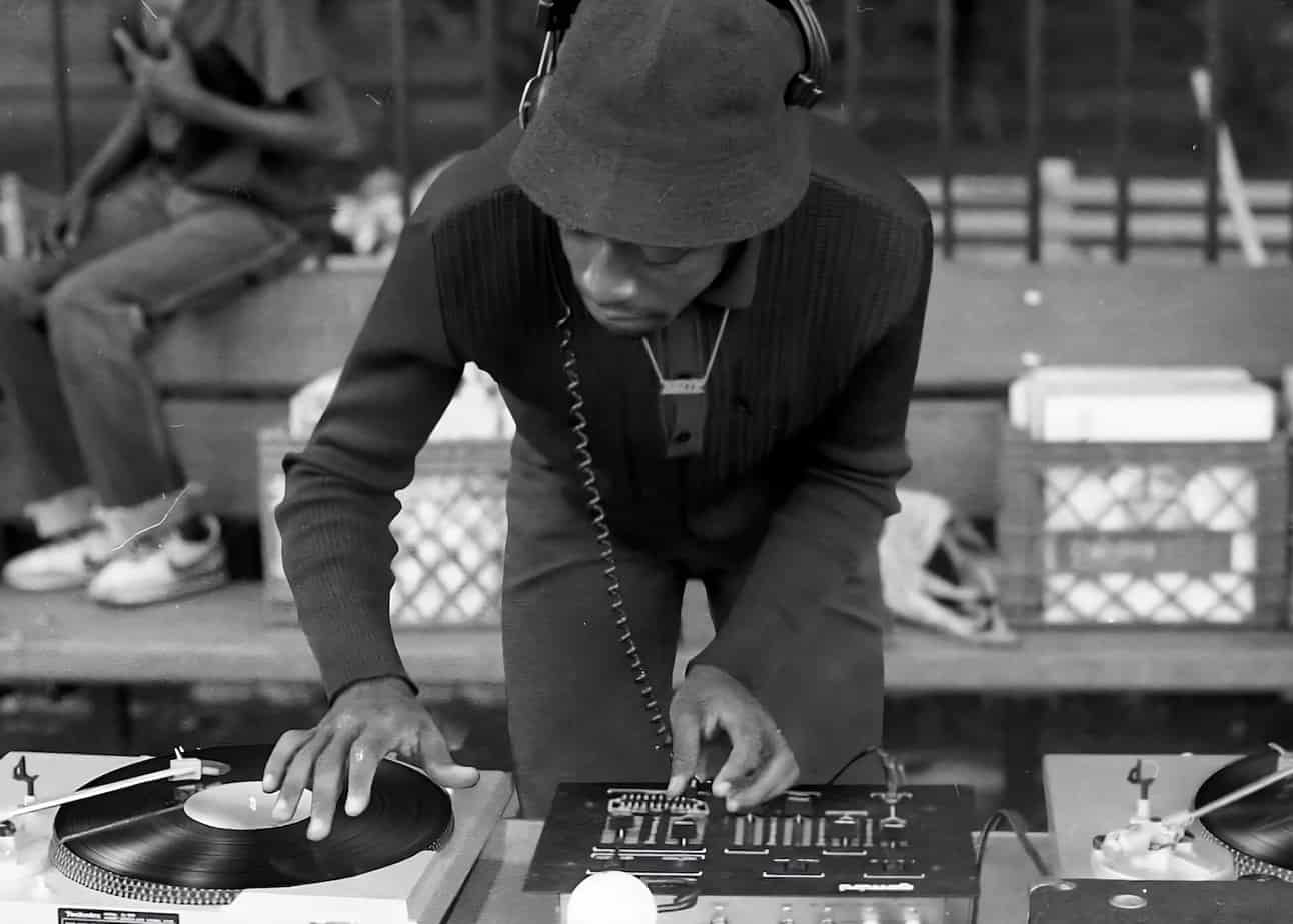 DJ working with turntables